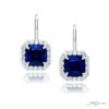 4.58 ctw Certified Sapphire Drop Earrings with Diamond Halo in Platinum