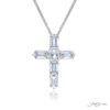 Exquisite Style: Timeless Diamond Cross Pendant  Emerald-Cut Diamonds with Center Square Emerald-Cut Diamond in Pure Platinum