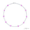 Platinum Round Pink Sapphire and Briolette Diamond Necklace