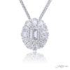Exquisite Style: Our One-of-a-Kind Diamond Pendant  Emerald-Cut Diamond Encircled by Pear-Shaped Diamonds Handcrafted in Pure Platinum