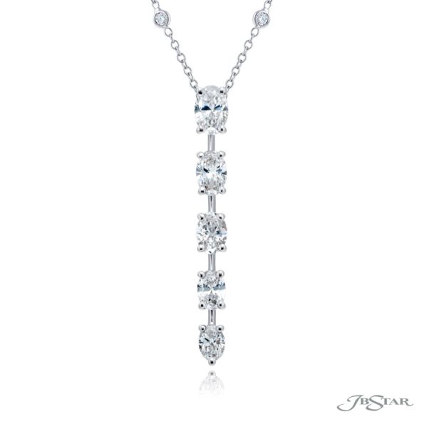 Exquisite Style: Our Timeless Diamond Drop Pendant  Dazzling Oval Diamonds Handcrafted in Pure Platinum