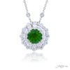 Exquisite Style: Our Timeless Round-Cut Emerald and Diamond Pendant  1.35 ct Certified No-Heat Colombian Emerald with Oval-Cut Diamonds in Pure Platinum