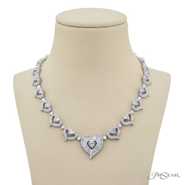 One-of-a-Kind Beauty: Unique Diamond Necklace with Heart Marquise Baguette Square and Round Diamonds