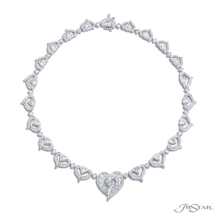 One-of-a-Kind Beauty: Unique Diamond Necklace with Heart Marquise Baguette Square and Round Diamonds One-of-a-Kind Beauty: Unique Diamond Necklace with Heart Marquise Baguette Square and Round Diamonds