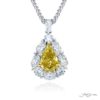 Exquisite Style: One-of-a-Kind 1.13 ct GIA-Certified Encircled Fancy Yellow Diamond Pendant  Kite Fancy Yellow Diamond with Round Oval & Tapered Baguette Diamonds in Pure Platinum