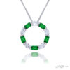 Exquisite Style: Signature Emerald Circle Pendant  Emeralds & Emerald-Cut Diamonds with Oval Diamonds in Pure Platinum