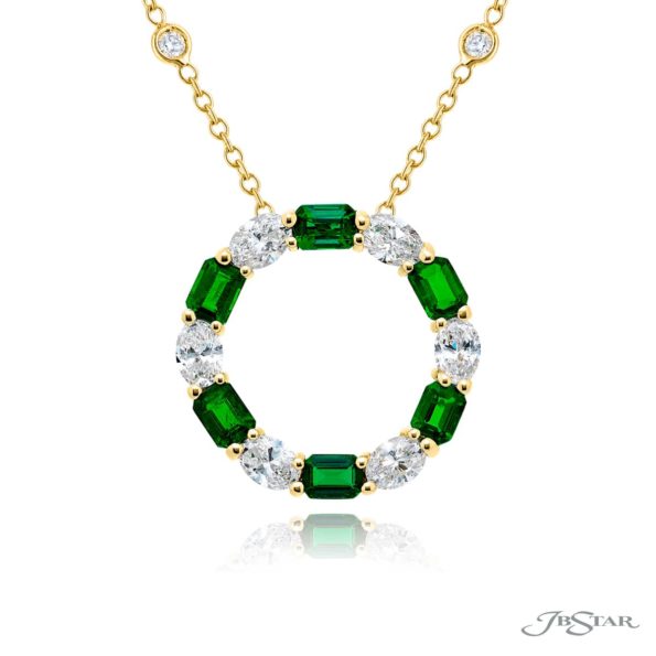 Exquisite Style: Signature Emerald Circle Pendant  Emerald-Cut Emerald & Oval Diamonds in 18KY Gold