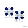 Floral Sapphire and Diamond Stud Earrings in Platinum