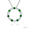 Exquisite Style: Signature Emerald Circle Pendant  Round Emerald & Oval Diamonds in Pure Platinum