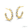 Oval Diamond Hoop Earrings with Sixteen Stones in 18K Yellow Gold