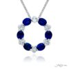 Exquisite Style: Signature Sapphire Circle Pendant  Oval Sapphires & Diamonds in Pure Platinum