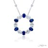 Exquisite Style: Signature Sapphire Circle Pendant  Oval Sapphires & Diamonds in Pure Platinum