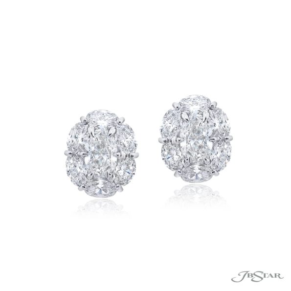 Timeless 1.00 ctw. GIA-Certified Oval Diamond Stud Earrings with Oval Diamond Halo in Platinum
