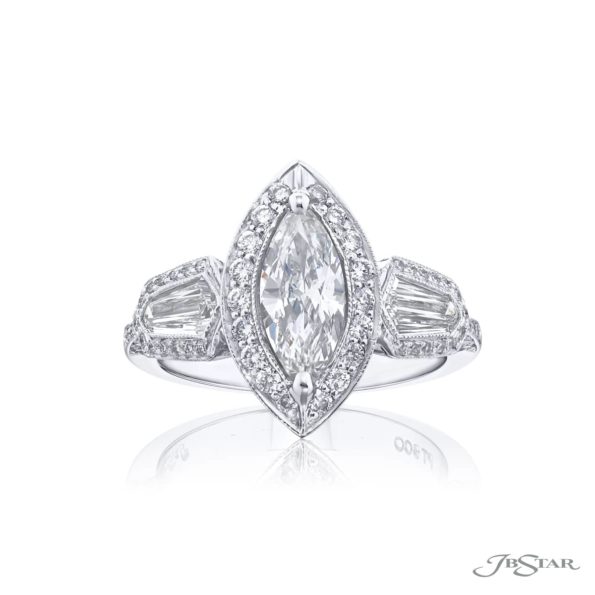 0.74 ct. GIA-Certified Marquise Diamond Ring with Kite and Micro Pave Accents in Platinum