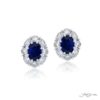 Timeless Sapphire Stud Earrings with Diamond Halo in Platinum