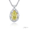 Exquisite Style: Timeless 1.92 ct. GIA-Certified Encircled Fancy Yellow Diamond Pendant  Pear-Shaped Fancy Yellow Diamond with Round & Oval Diamonds in Pure Platinum