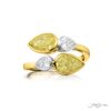 Dazzling Brilliance: GIA-Certified Bezel Twogether Diamond Ring  Pear-Shaped Fancy Yellow and White Diamonds in 18K Yellow Gold