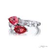 Breathtaking Radiance: Certified Twogether Padparadscha Sapphire Ring No-Heat Sapphires & Oval Diamonds in Pure Platinum