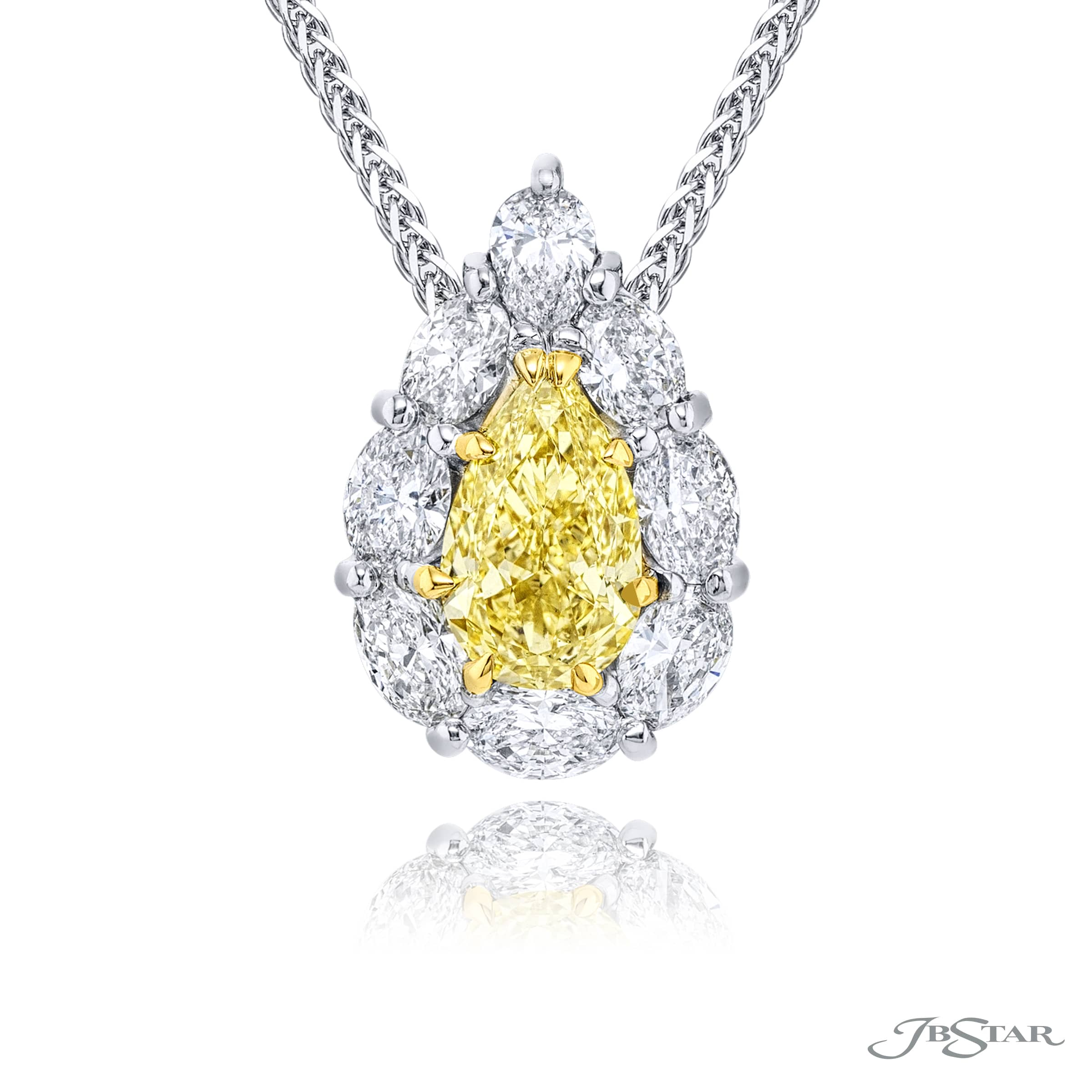 Exquisite Style: Our Timeless 1.03 ct. Certified Fancy Yellow Pear-Shaped Diamond Pendant in Platinum
