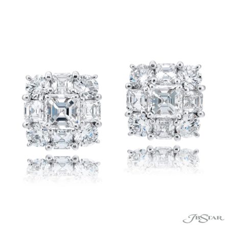 Timeless Emerald-Cut Diamond Stud Earrings in Platinum