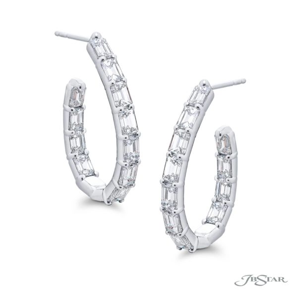 Classic 6.22 ctw Emerald-Cut Diamond Hoop Earrings in Platinum