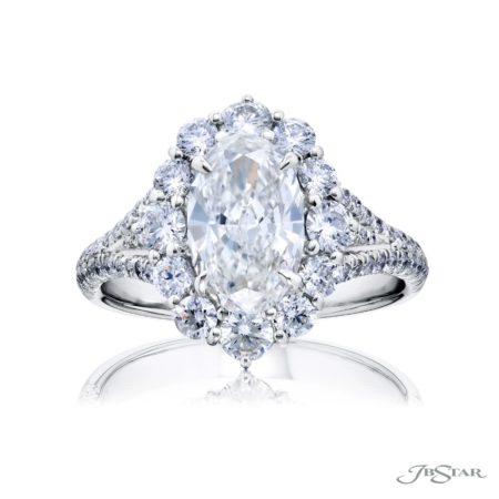 1.50 ct. GIA-Certified Oval Diamond Ring with Round and Micro Pave Accents in Platinum 1.50 ct. GIA-Certified Oval Diamond Ring with Round and Micro Pave Accents in Platinum