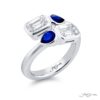 Dazzling Brilliance: GIA Certified Bezel Twogether Diamond Ring  Emerald-Cut Diamonds with Pear-Shaped Sapphires in Pure Platinum