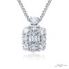 Exquisite Style: Timeless 0.86 ct. GIA Certified Encircled Diamond Pendant  Emerald-Cut Diamond with Round and Oval Diamonds in Pure Platinum