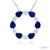 Exquisite Style: Signature Sapphire Circle Pendant  Pear-Shaped Sapphires & Round Diamonds in Pure Platinum