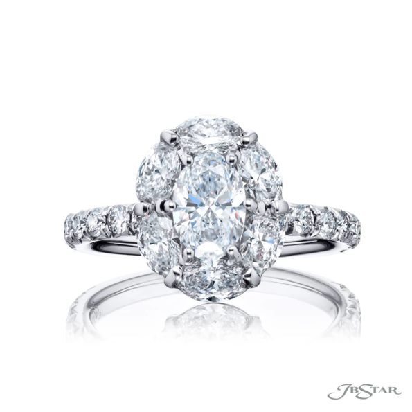 0.71 ct. GIA-Certified Oval-Cut Diamond Ring with Oval and Round Accents in Platinum