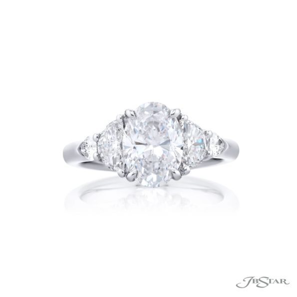 2.01 ct. GIA-Certified Oval Diamond Ring with Shield & Half-Moon Diamonds in Platinum