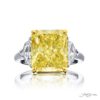 7.47 ct GIA Certified Fancy Yellow Diamond Ring | Radiant-Cut Fancy Yellow Diamond with Epaulet Diamonds | Platinum & 18K Yellow Gold | Dazzling Brilliance by Jb Star