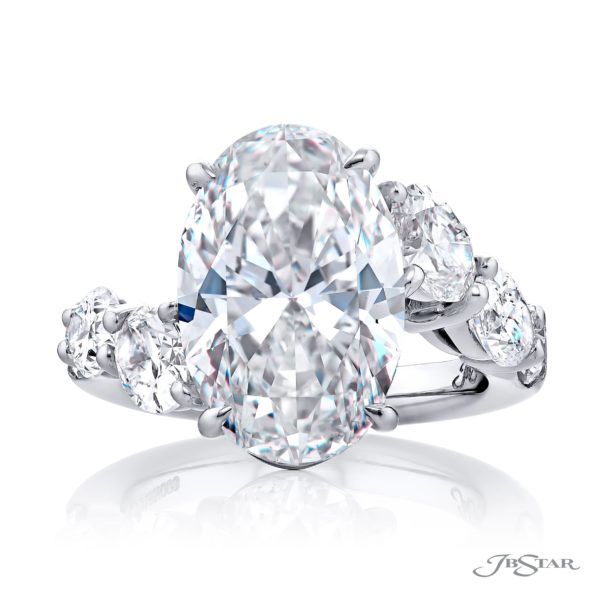 6.01 ct. GIA-Certified Oval Diamond Ring with Oval & Pear Side Stones