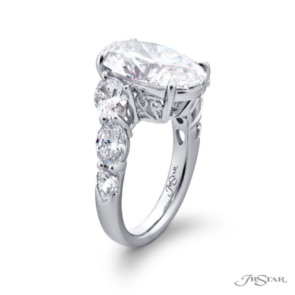6.01 ct. GIA-Certified Oval Diamond Ring with Oval & Pear Side Stones