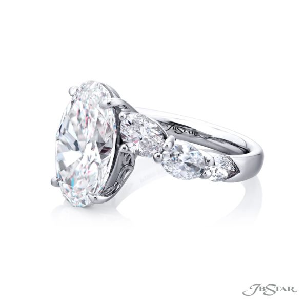6.01 ct. GIA-Certified Oval Diamond Ring with Oval & Pear Side Stones
