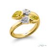 Dazzling Brilliance: GIA-Certified Bezel Twogether Diamond Ring  Pear-Shaped Fancy Yellow and White Diamonds in 18K Yellow Gold