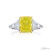 3.24 ct. GIA-Certified Radiant-Cut Fancy Yellow Diamond Ring with Half-Moon & Shield Diamonds