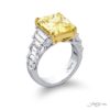 10.02 ct Fancy Intense Yellow Diamond Ring | GIA Certified Cushion-Cut with Trapezoid & Emerald Diamonds | Handcrafted in Platinum & 18KY Gold