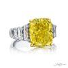 10.02 ct Fancy Intense Yellow Diamond Ring | GIA Certified Cushion-Cut with Trapezoid & Emerald Diamonds | Handcrafted in Platinum & 18KY Gold