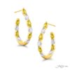 Fancy Yellow & White Diamond Oval Hoop Earrings in 18K Gold