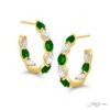 Oval Emerald and Diamond Hoop Earrings in 18K Yellow Gold