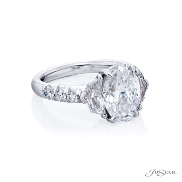 3.01 ct. GIA-Certified Oval-Cut Diamond Ring with Epaulette and Micro Pave Accents in Platinum