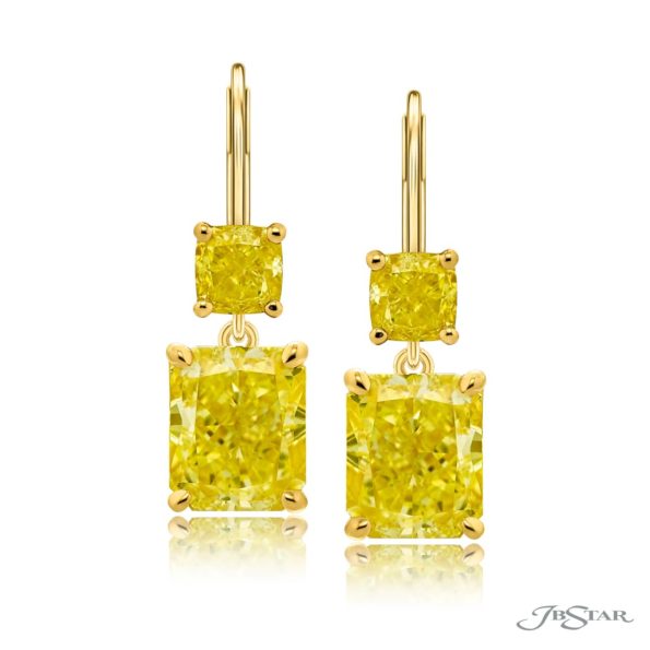 Timeless GIA Certified Fancy Yellow Radiant-Cut Diamond Drop Earrings in 18KY Gold