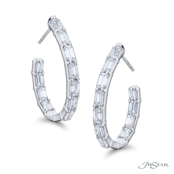 Classic 6.77 ctw. Emerald-Cut Diamond Hoop Earrings