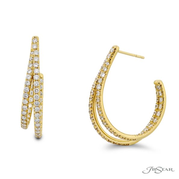 Timeless 2.74 ctw. Cut-Down Split Hoop Diamond Earrings in 18K Yellow Gold