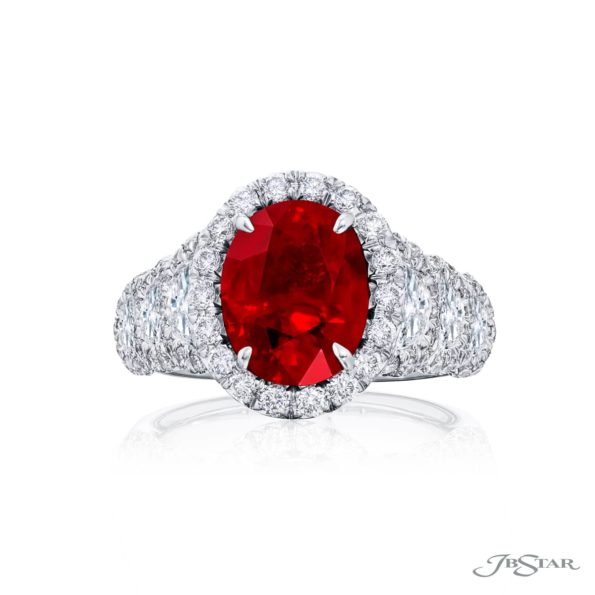 4.02 ct Oval Burmese Ruby and Diamond Precious Color Ring