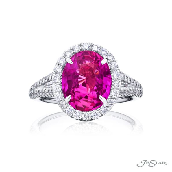 4.02 ct. GIA Certified Oval Pink Sapphire & Diamond Ring in Platinum