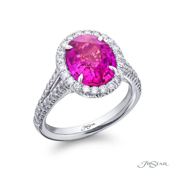 4.02 ct. GIA Certified Oval Pink Sapphire & Diamond Ring in Platinum