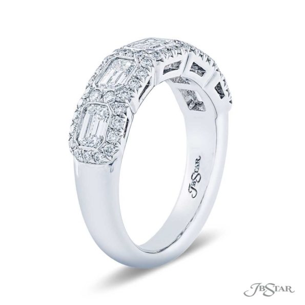 Diamond wedding band emerald-cut East to West