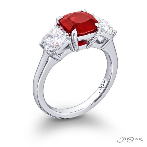 Stunning 2.32 ct. GIA Certified Burmese Ruby & Cushion Diamond Ring in Platinum